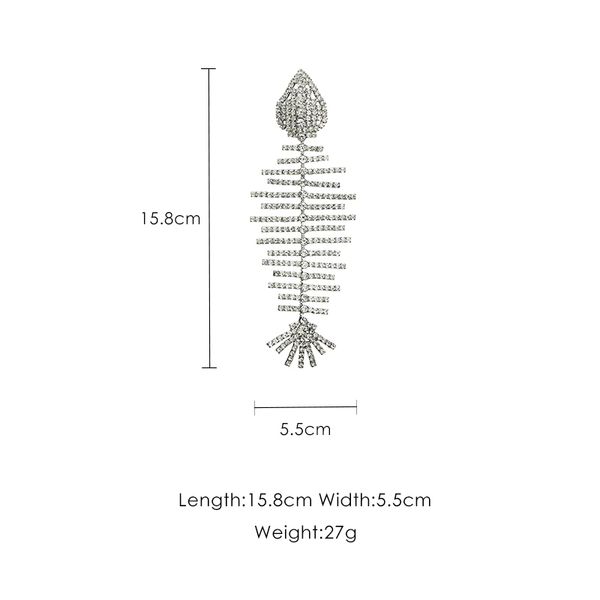

europe and america exaggerated fish bone female new long ear pin fashion temperament atmosphere earrings j190628, Golden