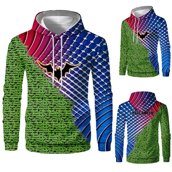

men's halloween hooded winter 3d printed sweatshirt long-sleeved hooded punk rock halloween print party happy women clothes, Black