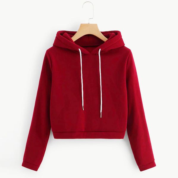

hoodies women autumn casual long sleeve blouse women cropped sweatshirt hooded blouse sweatshirt plus size 2019 new, Black