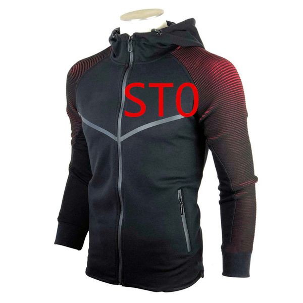 

st0 red logo men's hoodies regular custom solid color zipper hoody coat man sweatshirts slim hoodies harajuku male casual jacket, Black