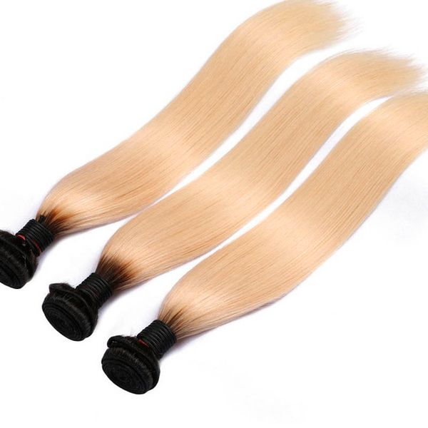 

1b/613 ombre color 8-30 inch remy hair brazilian straight hair bundles 100% human hair blond bundles ing, Black