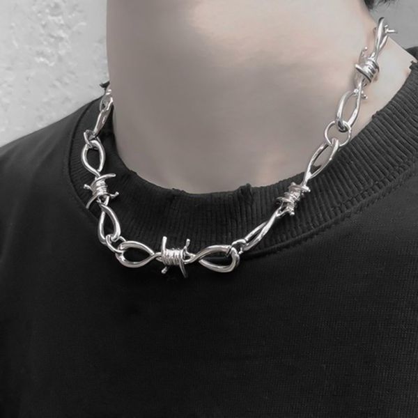 

new fashion silver/black color punk thorns iron men women chain necklace neck chain padlock 2 bracelets stitching jewelry