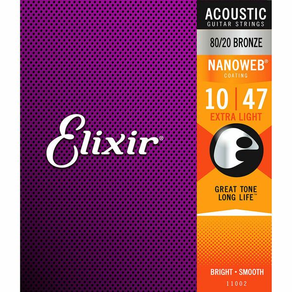 

1 set elixir nanoweb 11002 80/20 bronze anti-rust acoustic guitar strings 10-47