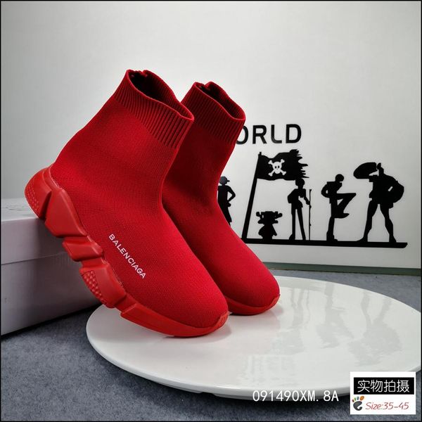

fashion speed sock balencIaga pairs speed trainer platform casual shoes mens womens shoes speed stretch knit mid sneakers, Black;red