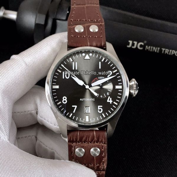 

новый специальный стальной чехол grande montre d'aviateur iw500402 серый циферблат автоматическая дата 7-дневный запас хода мужские часы кор, Slivery;brown