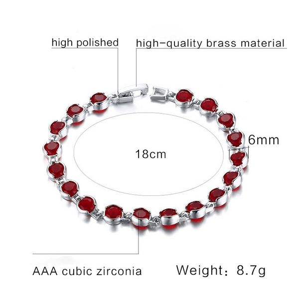 

fxm winter arrival fashion jewelry for women birthday gift rose many heart metal color 6mm red stone no allergic women bracelet, Black