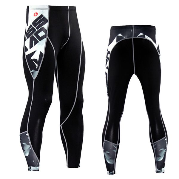 

men compression skin tights leggings run jogging gym workout crossfit bodybuilding male bottom trousers fitness sports pants, Black;blue