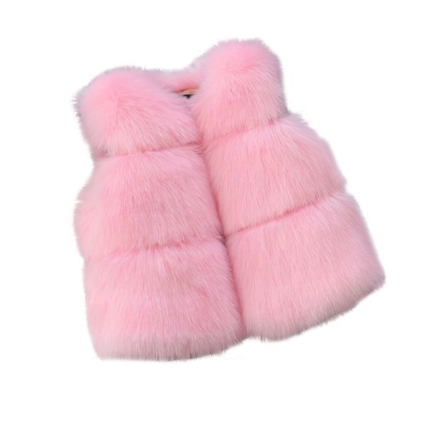 

70cm to 150cm winter 2018 girl clothes short thickened cotton padded waistcoat, fur coat faux fur vest coat, Blue