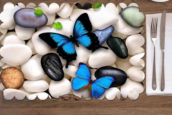 

else 4pcs pink blue butterfly flower daisy stone washable print fabric place table mat for dining room kitchen table napkins set