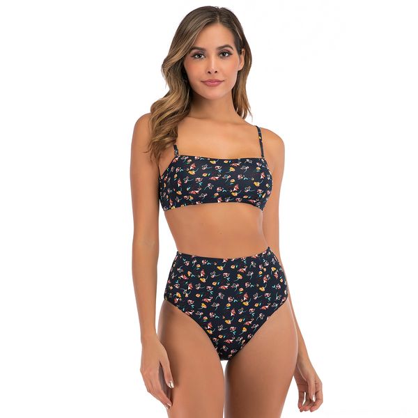 

2020 high waist bikini split belly-covering bikini swimsuit split swimsuit female, White;black