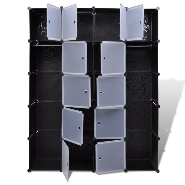 

modular cabinet 14 compartments black and white 37x146x180.5 cm living room furniture
