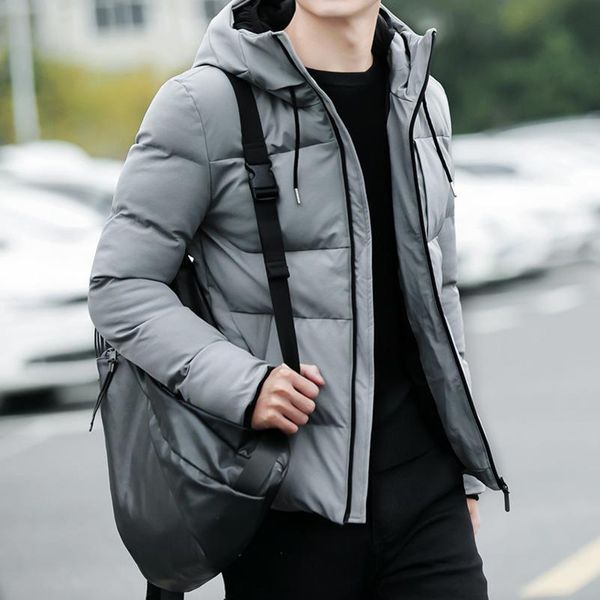 

mens designer season hooded thickened solid color down jacket slim large size casual cotton-padded clothes men, Black;brown