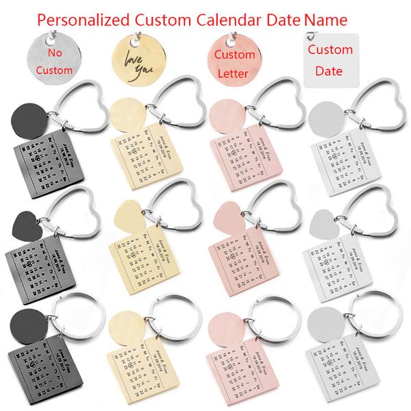 

sg personalized custom calendar keychain private customized engraved name date newborn baby keychain lover car keyring jewelry, Silver