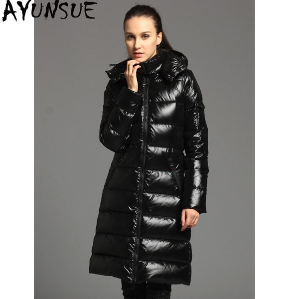 

ayunsue winter down jacket women long coat korean fashion thick woman coats puffer womens down jackets 2019 a01040 kj2701, Black