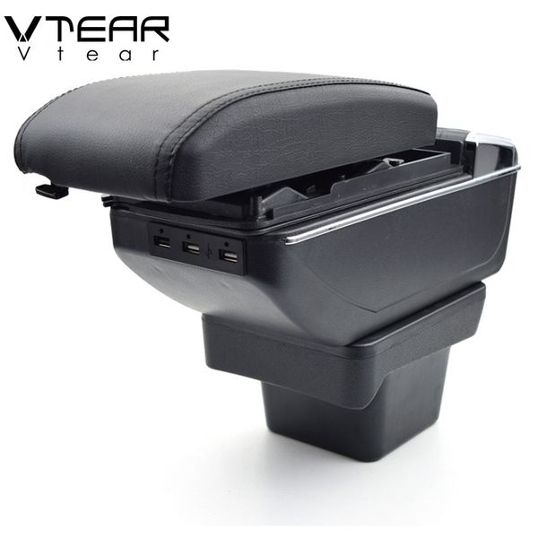 

vtear for vw touran armrest box usb charging heighten double layer central store content cup holder ashtray accessories 16-18