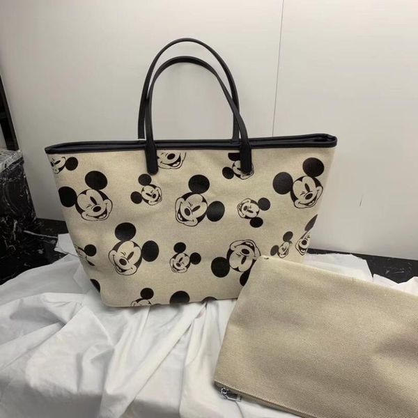 

2020 spring new tote bag canvas print ladies shoulder bag fashion large capacity crossbody bags for women white and black