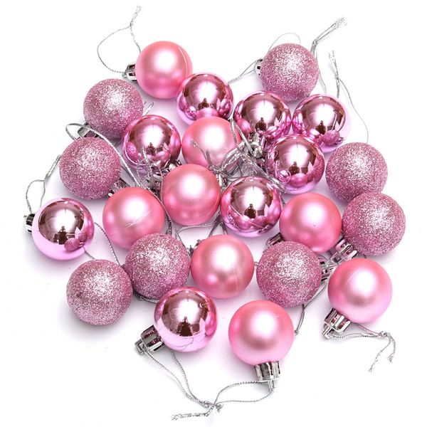 

24pcs chic christmas baubles tree plain glitter xmas ornament ball decoration pink