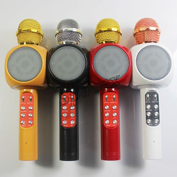Alto-falantes WS-1816 Bluetooth KTV KTV KTOOKE Microfone com suporte de luz LED TF AUX USB para smartphones