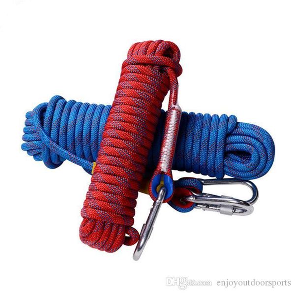 

32.8ft rock climbing rope high strength diameter 12mm hike equipment gear outdoor survival paracord safety rope carabiner hiking accessory