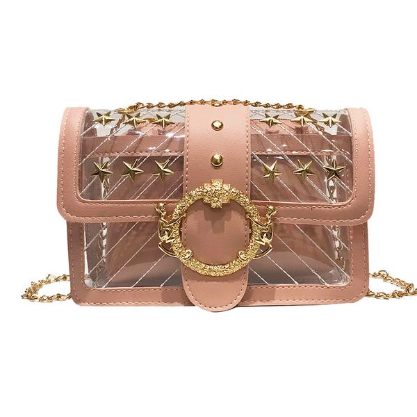 

clear transparent pvc shoulder bags women women jelly bags purse solid color handbags female rivets crossbody bag #yjp