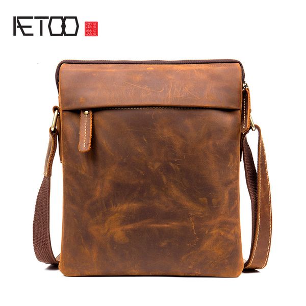 

aetoo vintage handmade crazy horse leather shoulder bag casual leather men's first layer of messenger bag