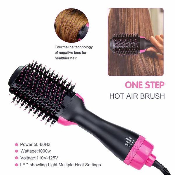 

negative ion blow hair dryer brush volumizer 2 in 1 straightener and curler air curling iron rotating rollers comb