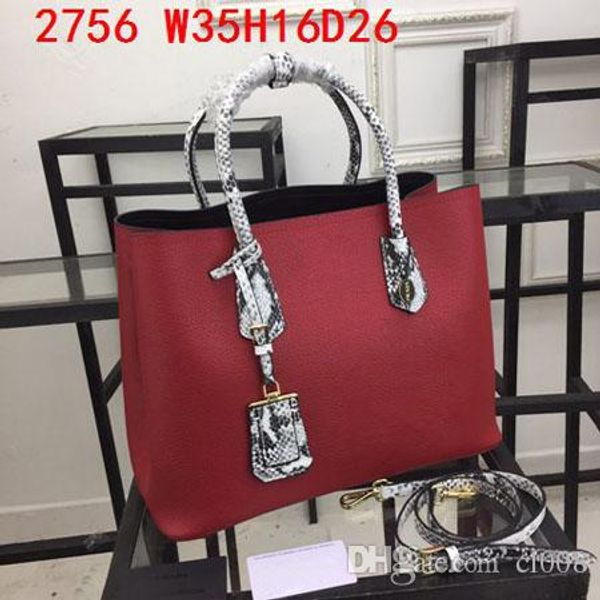 

designer handbags women leather totes real leather lichee grain designer totes snake patter leather handles 35cm large bag with long strap