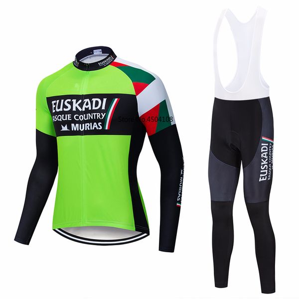 

cycling jersey sets spring autumn 2021 pro team euskadi green men long sleeve cloth mtb gel pad, Black;red
