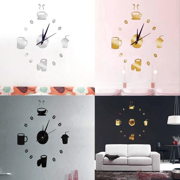 

big wall clock 3d mirror sticker unique big number diy decoration