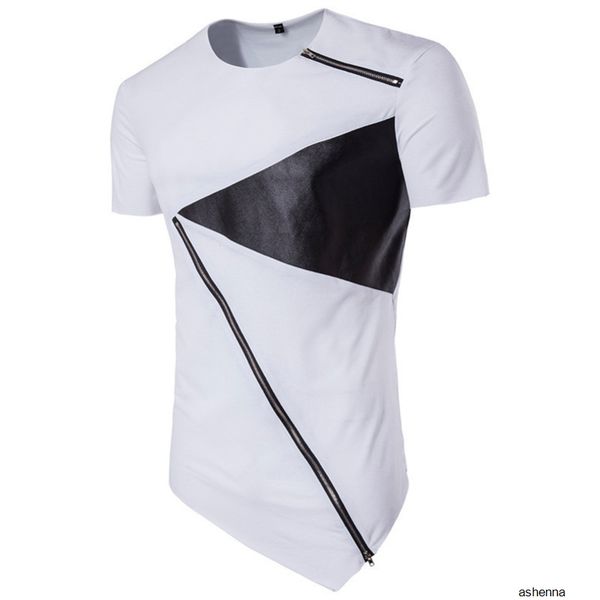 

mens designer shirtmen gao street hip hop round neck personality oblique hem short sleeve t shirtomnfgsh5, White;black