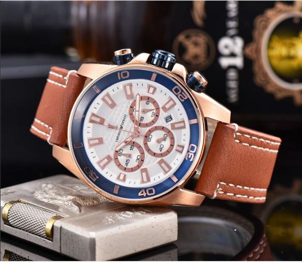 

высокое качество маленький циферблат работа с календарем вахты ретро-кварцевых часов кожаный ремешок водонепроницаемый мужской многофункцион, Slivery;brown