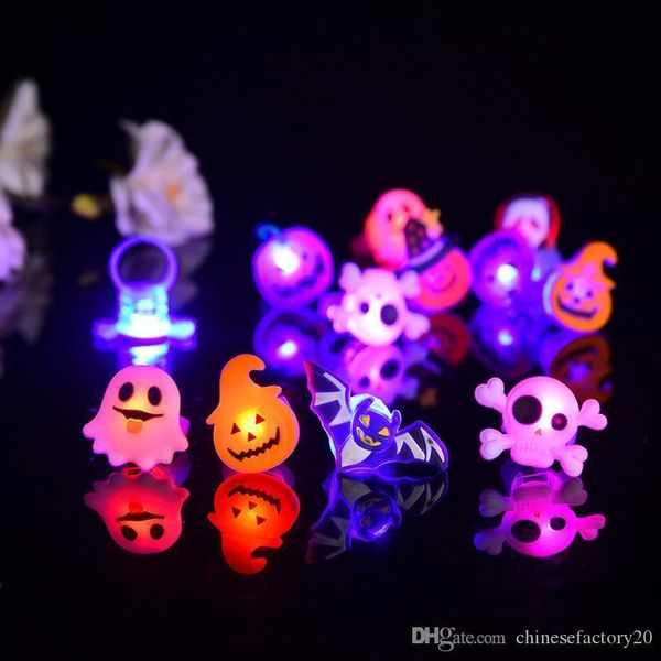 

halloween led ring ghost pumpkin bat design finger rings light kids cartoon flashing gift toys new