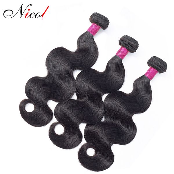 

оптовая! перуанский body wave наращивание волос non remy 100% человеческих волос ткачество natural color 8-26 дюймов 3 шт хэллоуин продаж, Black