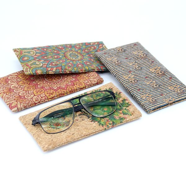 

floral pattern cork eyeglass case vegan sunglasses cover, Silver
