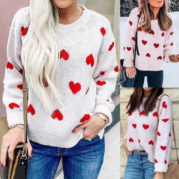 

casual simple sweater women soft o-neck sweater long sleeve knitwear heart shape spring autumn pullover blouse truien dames, White;black