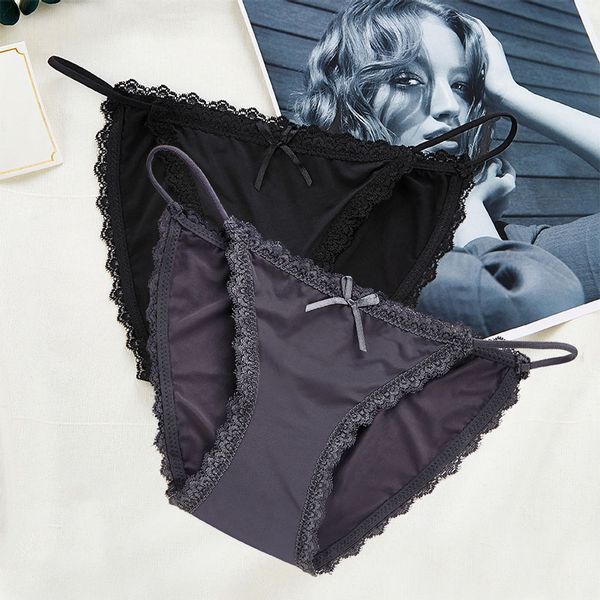 

3шт sexy трусики женщины кружева малоэтажных твердотопливные sexy трусы бесшовные сокровенные стрингами ремешки panty хлопка промежности жен, Black;pink