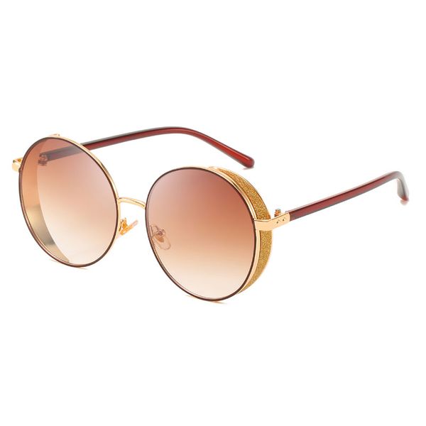 

women's gold round frame sunglasses men's women's designer sunglasses brand fashion retro round frame men's glasses uv p, White;black