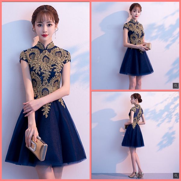 

vestido de festa 2019 royal blue a line short knee length petite girls prom dress cap sleeve modest informal prom gowns, Black