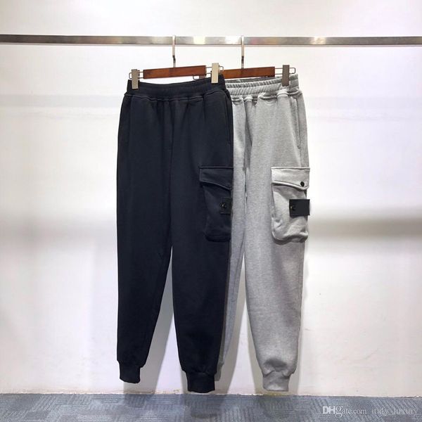 

tide brand designer men luxury 20ss/stone compass mark printing fashion pants street hip hop trend trousers, Black