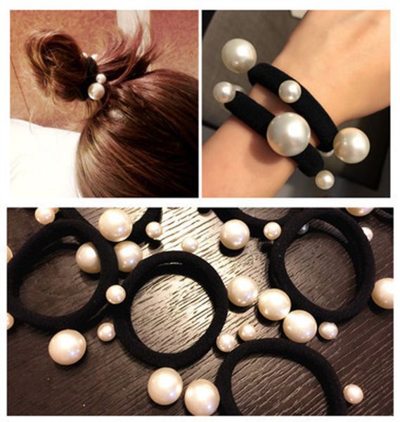

2pcs/lot fashion pearl elastic hair rubber band hair accessories for women girls ponytail holder ties headdress headbands