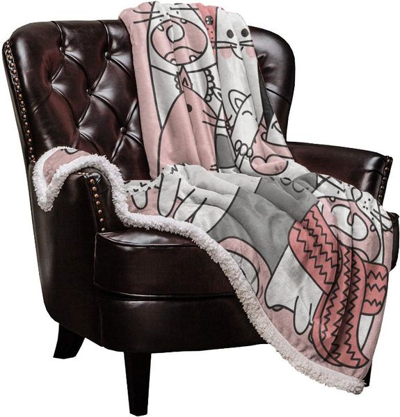 

double throw одеяло sherpa микрофибры comfort мультфильм животных симпатичные кошки lamb кашемир одеяло покрывало диван-кровать обложка
