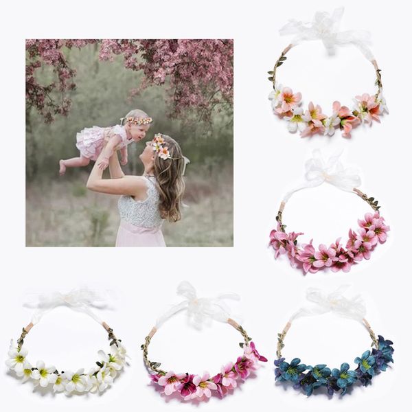 

new arrivals flower headbands for girls kids flower headband baby hair bands mommy & kids hair accessories floral wreath, Slivery;white