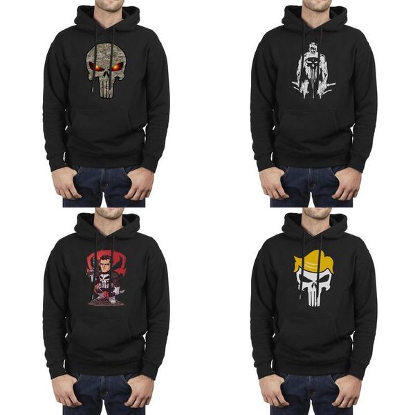 

fashion men punisher trump hair shaped black fleece hoodies,sweatshirt design drawstring superhero hoodies camo punisher skull gun red