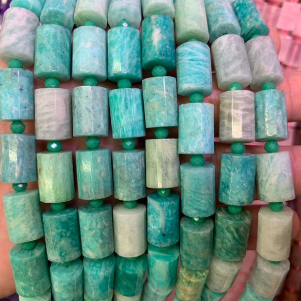 

column faced amazonite beads natural gemstone beads diy loose for jewelry making strand 15" wholesale