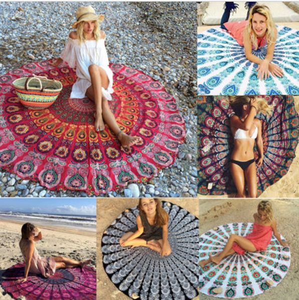 Круглый пляжный полотенце Hippie/Boho Mandala одеяло/индийский бросок богемной столовой ткани Декор/Медитация йоги Пикник Пикник