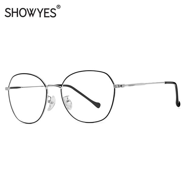 

showyes women glasses for computer metal blue light filter eyeglasses anti radiation gaming eyewear girl plain spectacles 019, White;black
