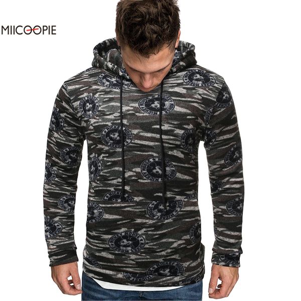 

miicoopie 2019 mens hoodie sweatshirt camouflage print mens pullover hoodie, Black