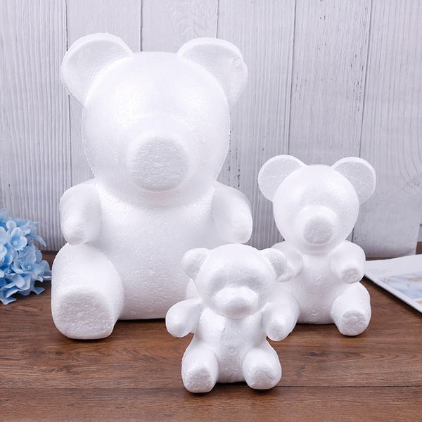 15 cm 20 cm Tamanho Modelagem Urso Espuma Poliestireno StoiroFoam Branco Urso Espuma Presentes Coração Esfera Ornamentos Artesanato Flower Festa de Páscoa