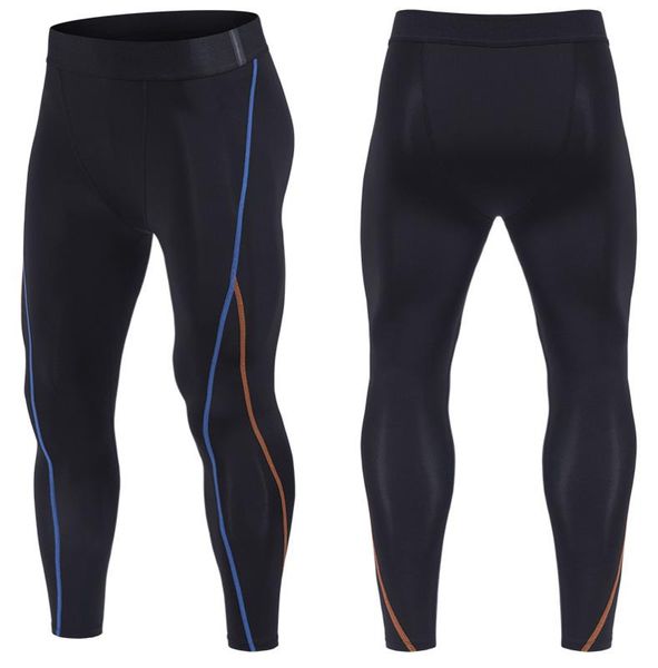 

fitness tights men compression tight leggings running sports compression pants mens gym trousers workout training pants bottoms, Black;blue