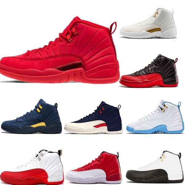 

12 basketball shoe for mens winterized wntr gym red flu game university blue college navy the master sports sneakers 12s size 7-13